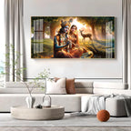 Krishna and Radha Living Portrait Premium Acrylic Horizontal Wall Art