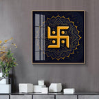 Golden Swastika Character Premium Acrylic Square Wall Art