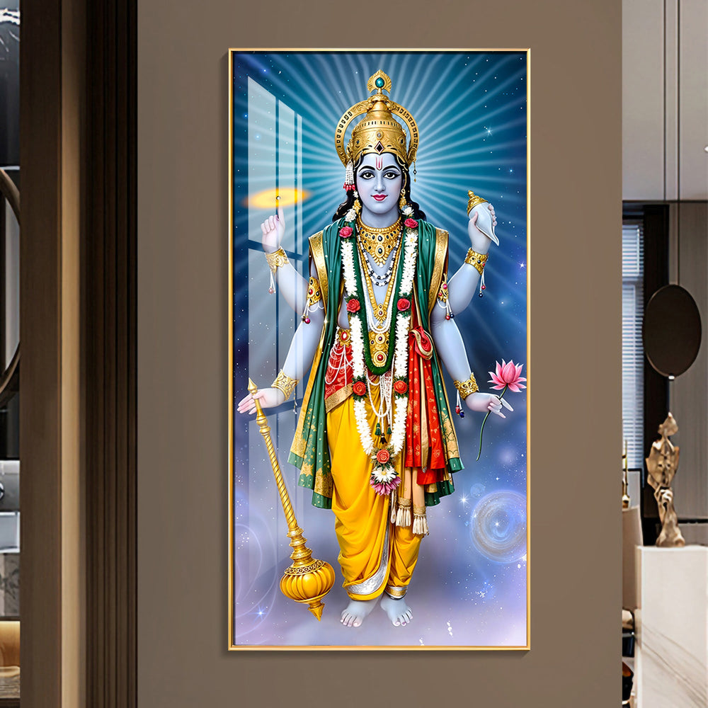 Lord Vishnu ji Premium Acrylic Vertical Wall Art
