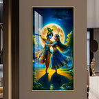 Radha Krishna Dancing Premium Acrylic Vertical Wall Art