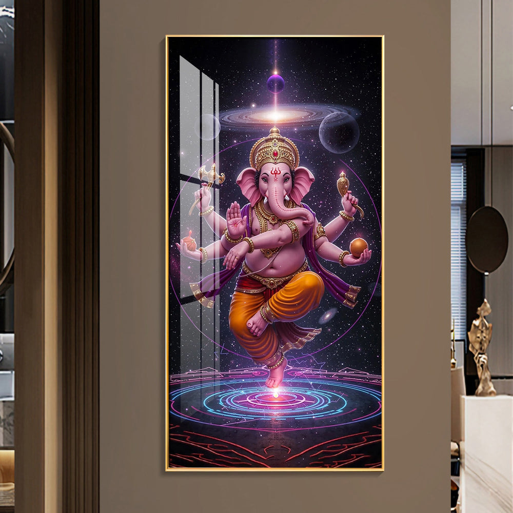 Ganesha's Celestial Embrace Premium Acrylic Vertical Wall Art
