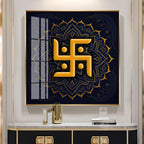 Golden Swastika Character Premium Acrylic Square Wall Art