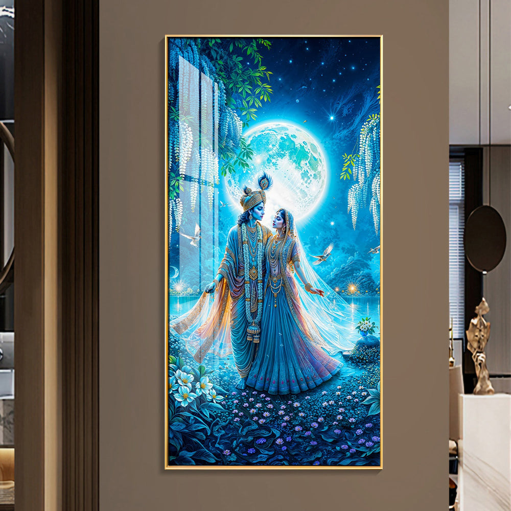 Radha Krishna In Twilight Premium Acrylic Vertical Wall Art