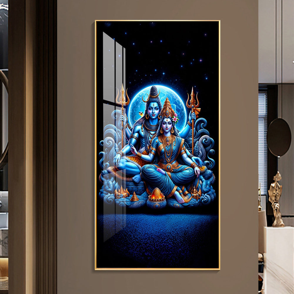 Shiva And Shakti Premium Acrylic Vertical Wall Art
