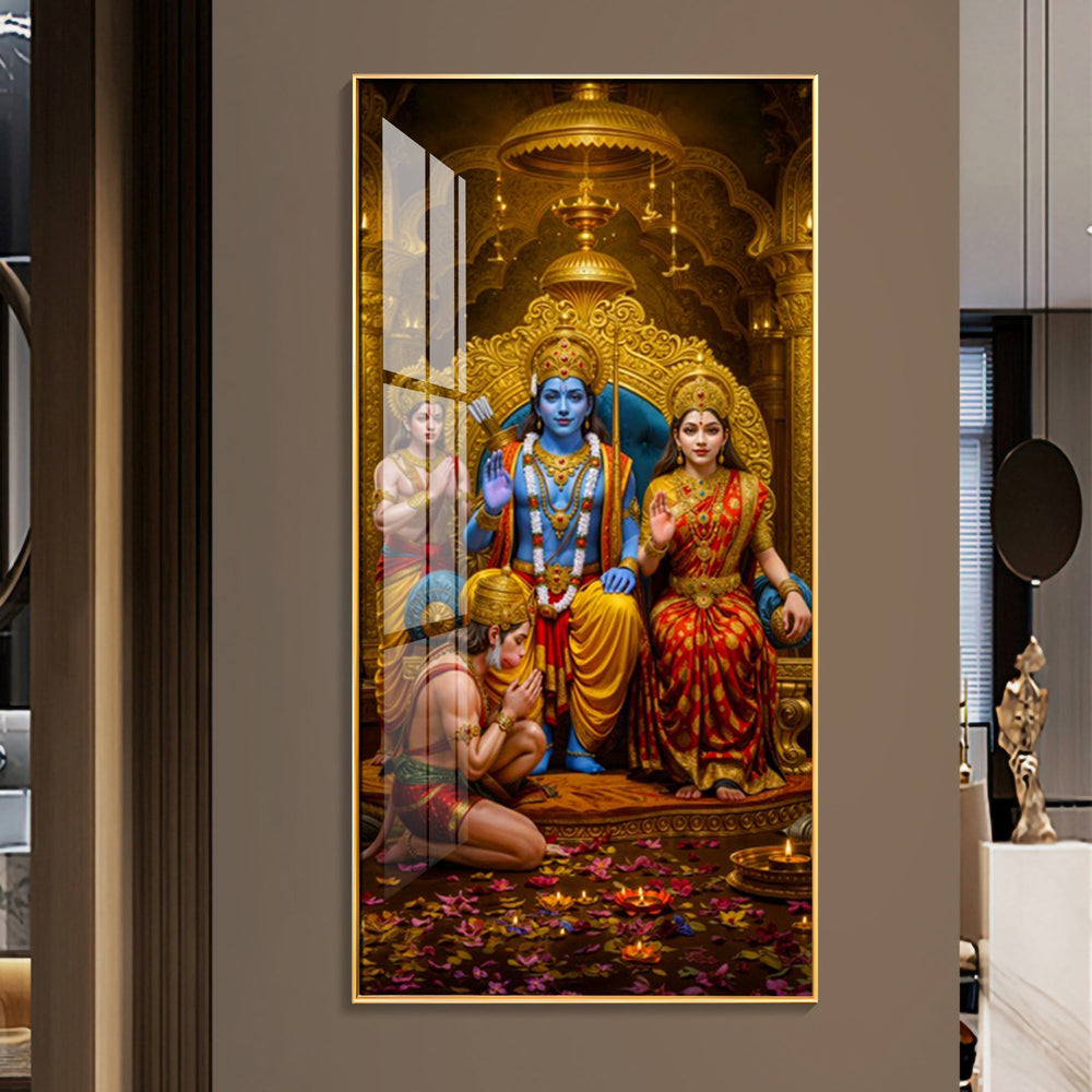Devotion Of Hanuman Premium Acrylic Vertical Wall Art