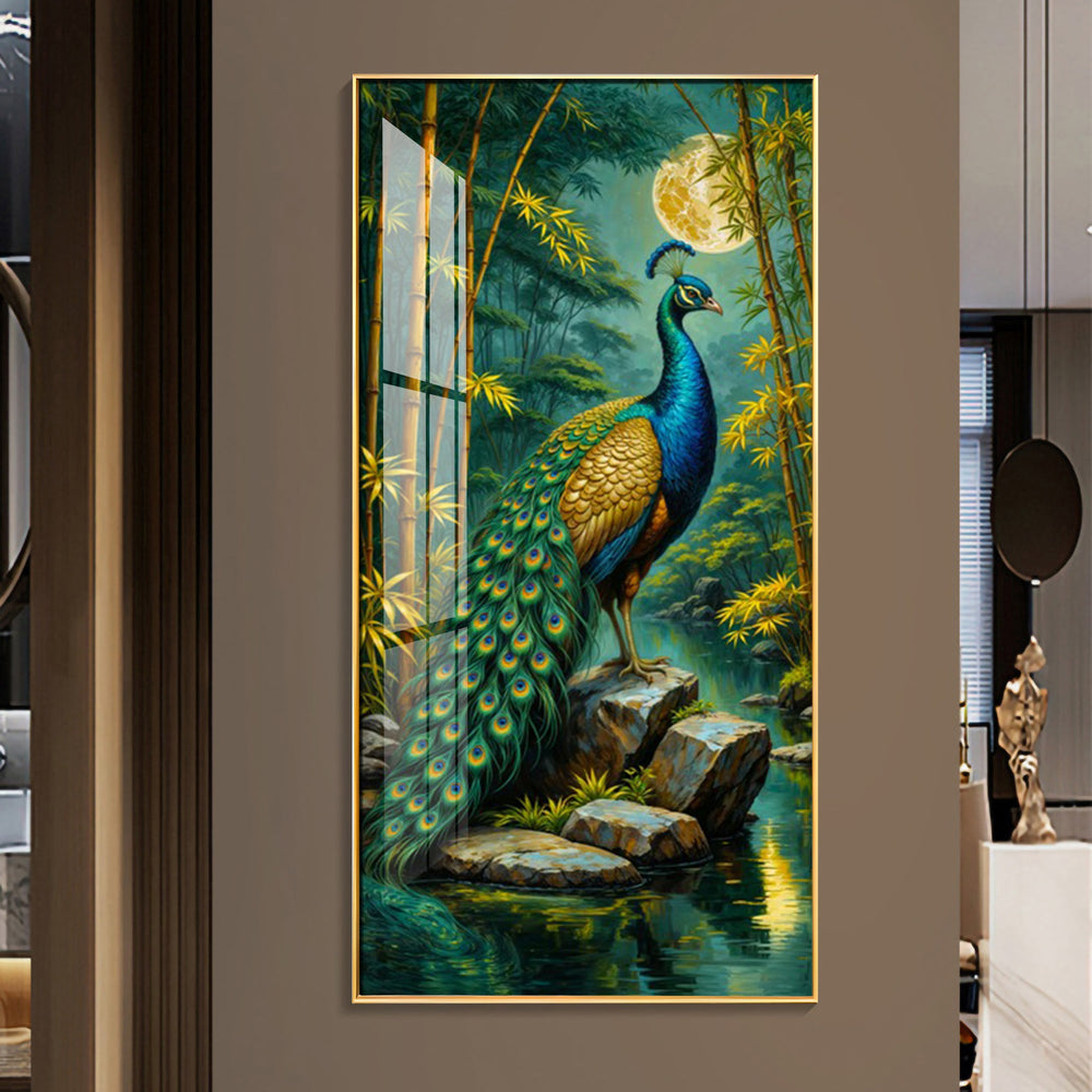 Forest Peacock Premium Acrylic Vertical Wall Art