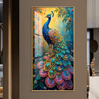 Peacock In Sunrise Premium Acrylic Vertical Wall Art