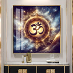 Golden Om Illumination Premium Acrylic Square Wall Art