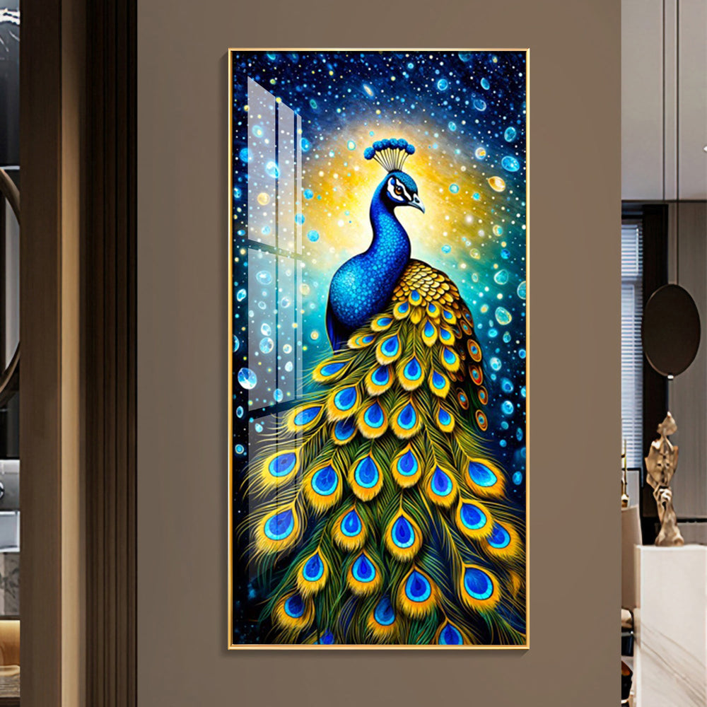 Peacock Majesty Premium Acrylic Vertical Wall Art