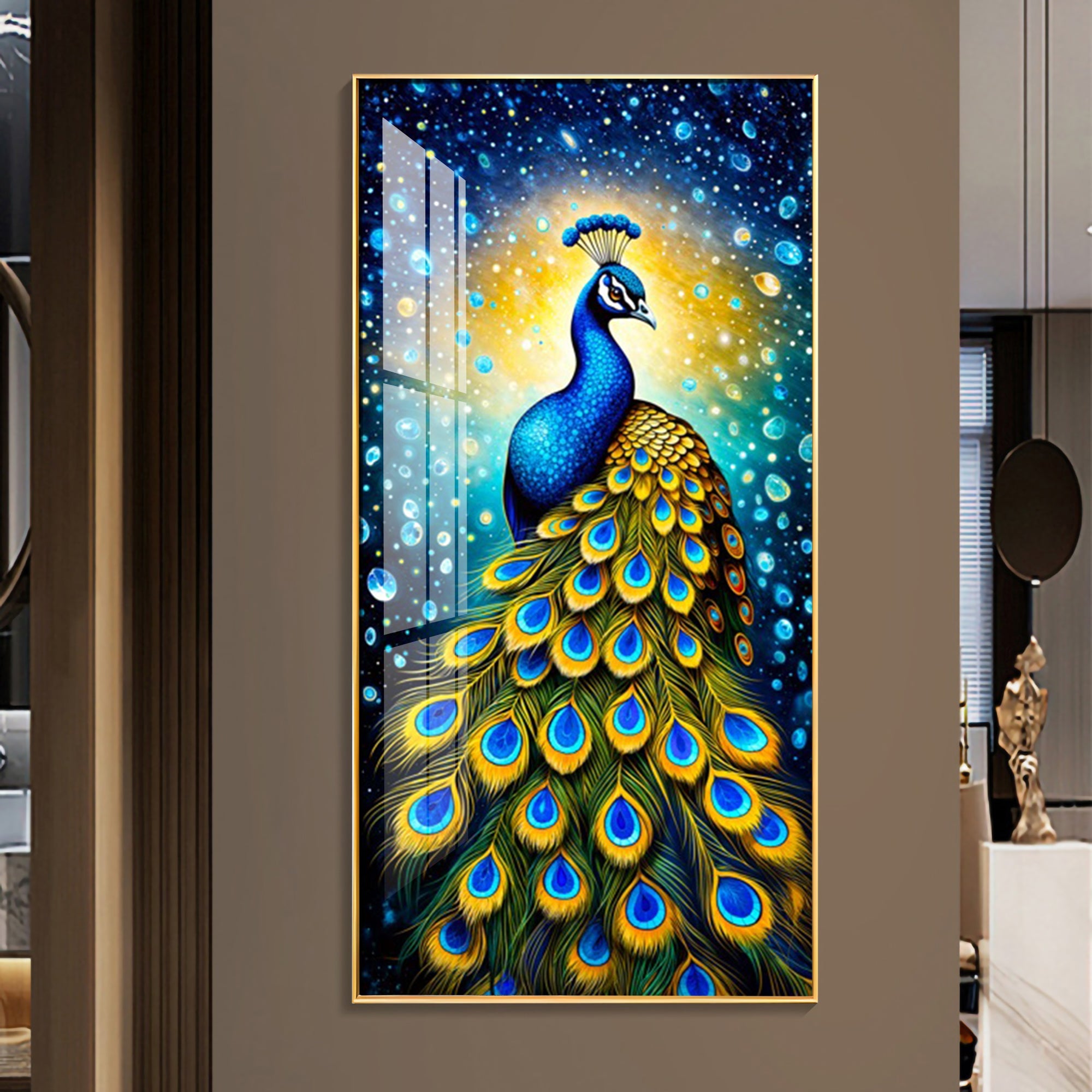 Peacock Majesty Premium Acrylic Vertical Wall Art