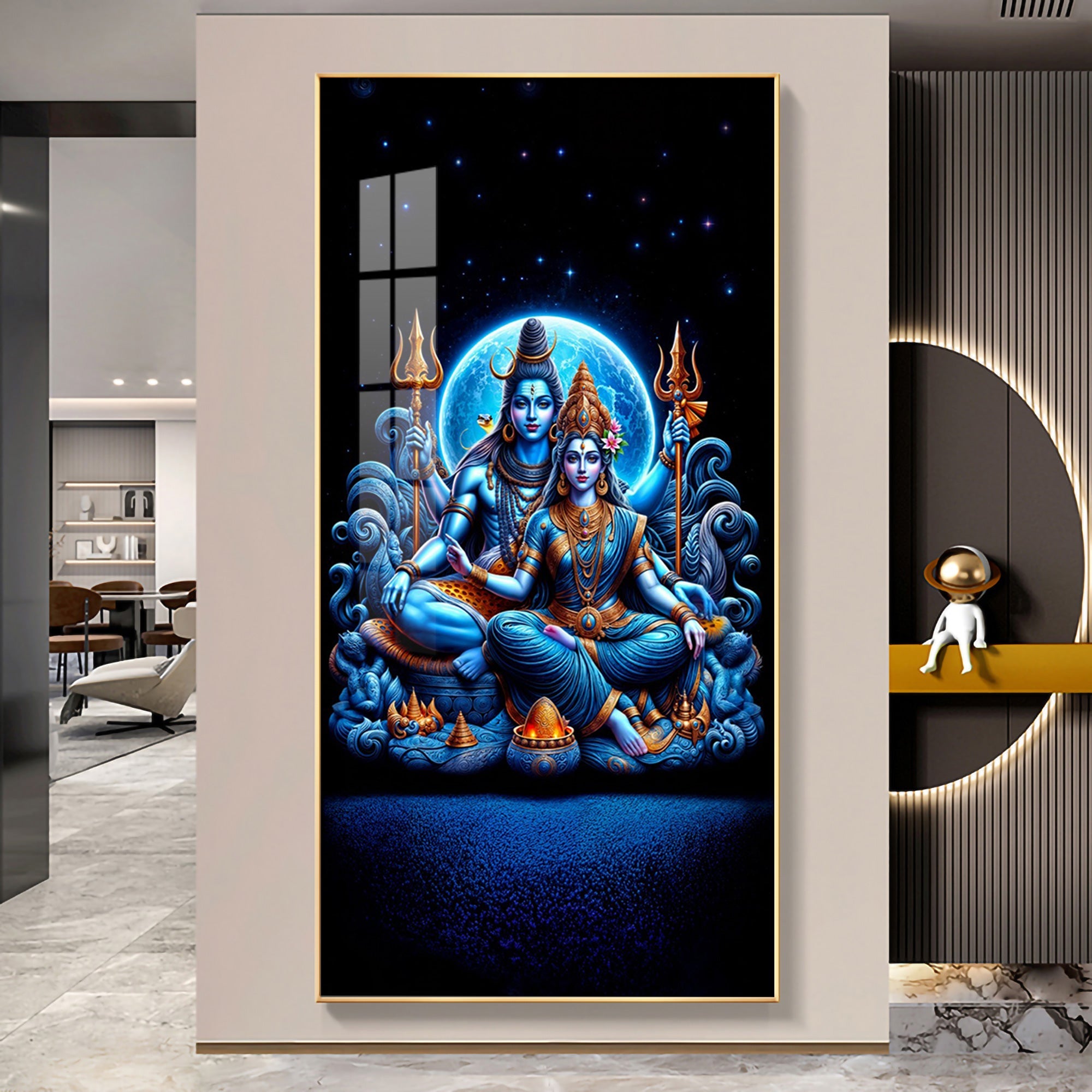 Shiva And Shakti Premium Acrylic Vertical Wall Art