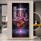Ganesha's Celestial Embrace Premium Acrylic Vertical Wall Art