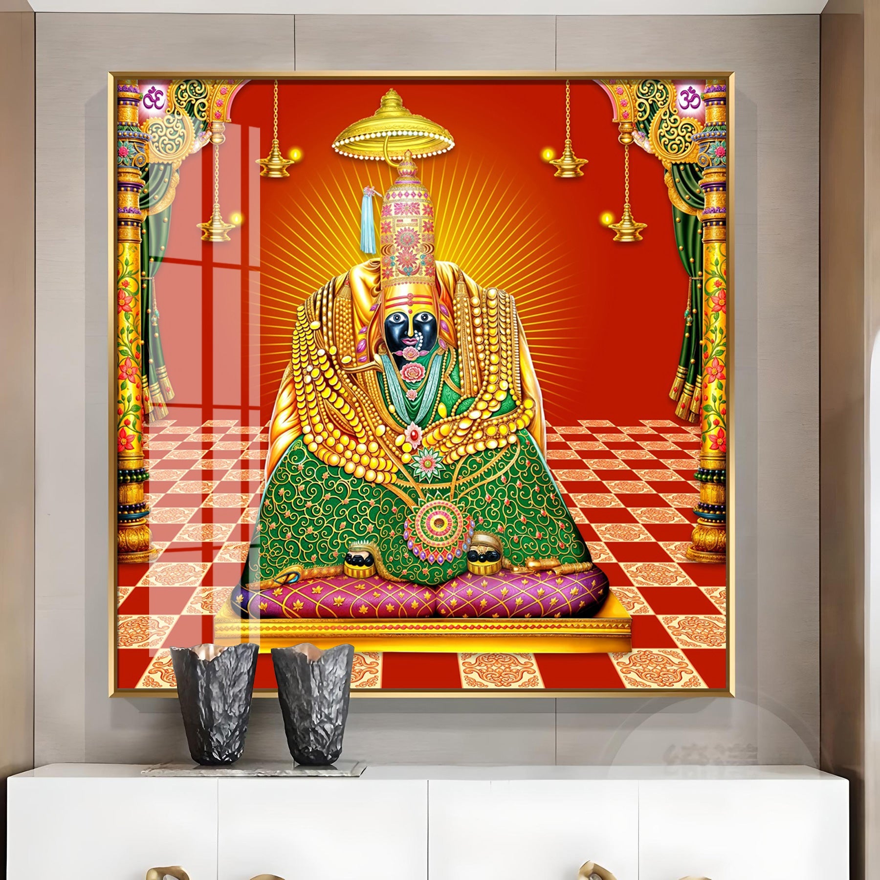 Shri Tulja Bhavani Premium Acrylic Square Wall Art