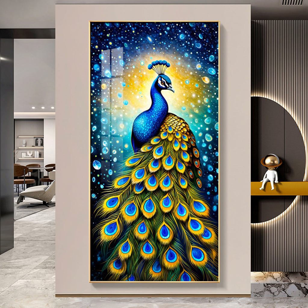 Peacock Majesty Premium Acrylic Vertical Wall Art