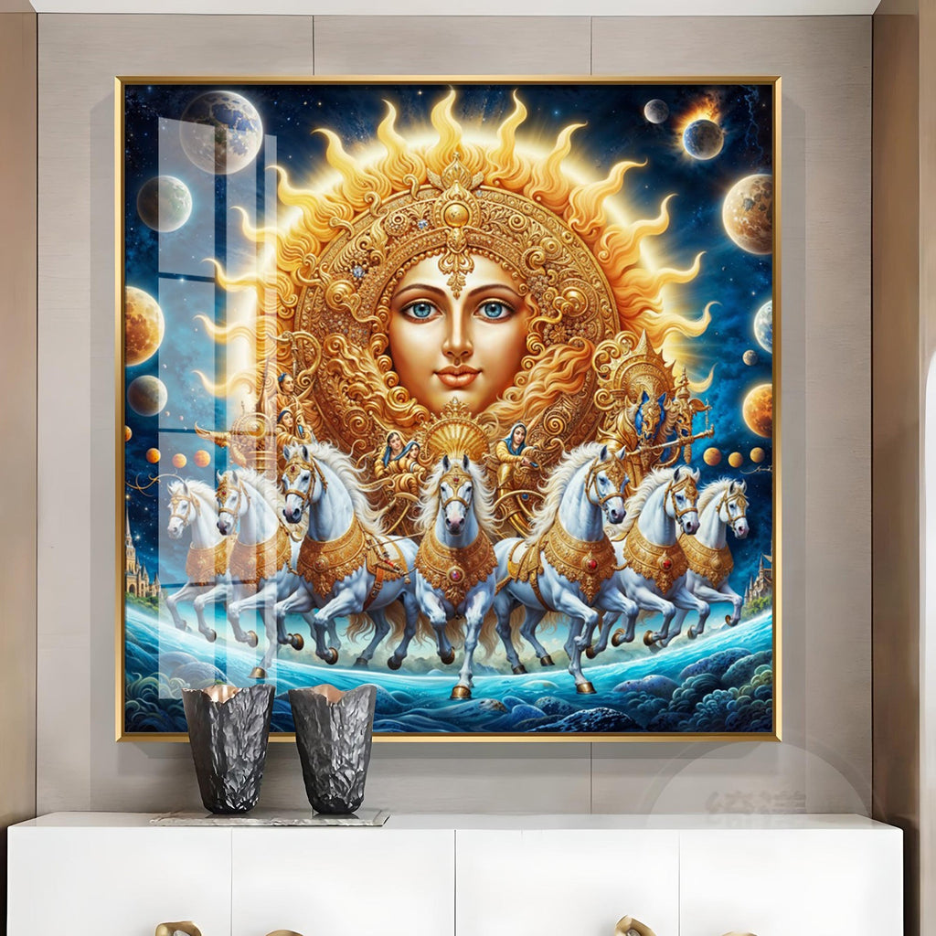 Horses in Bloom Premium Acrylic Square Wall Art