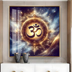 Golden Om Illumination Premium Acrylic Square Wall Art
