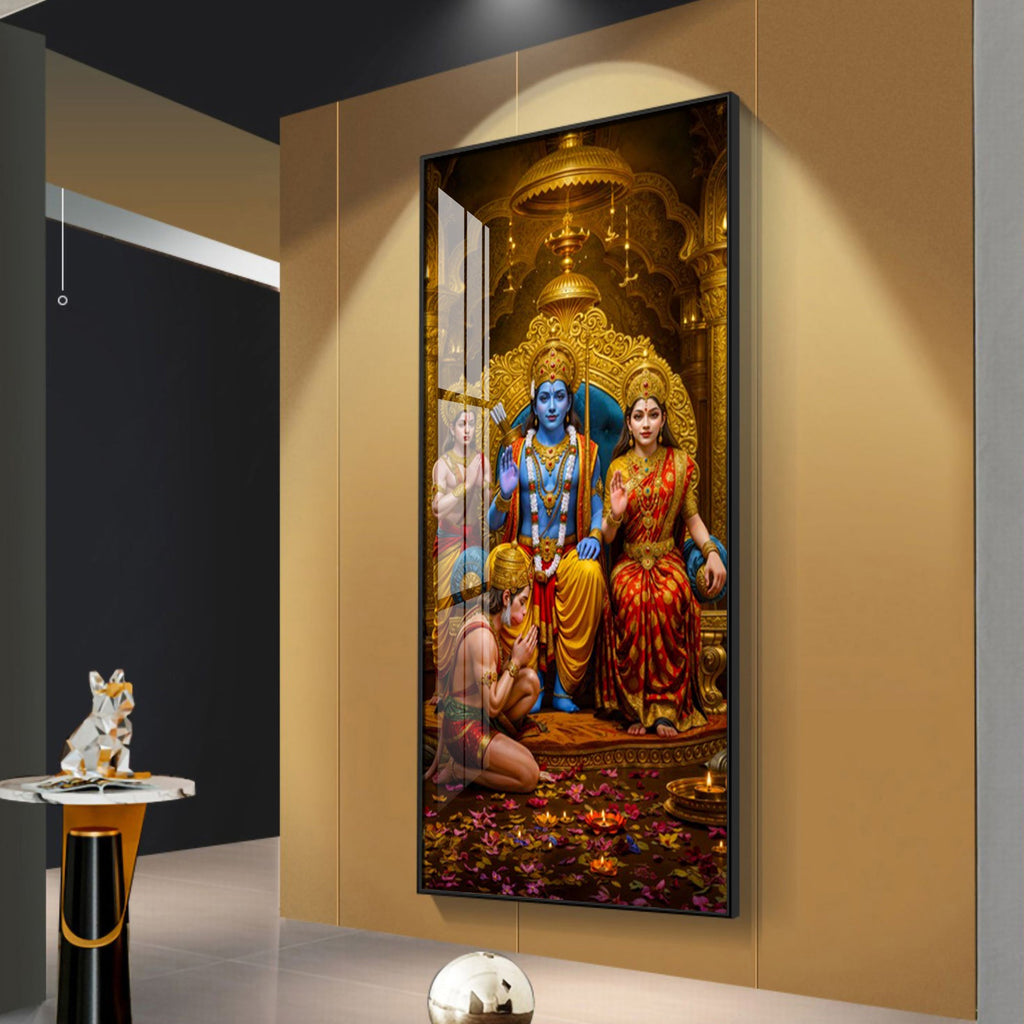 Devotion Of Hanuman Premium Acrylic Vertical Wall Art