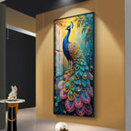 Peacock In Sunrise Premium Acrylic Vertical Wall Art