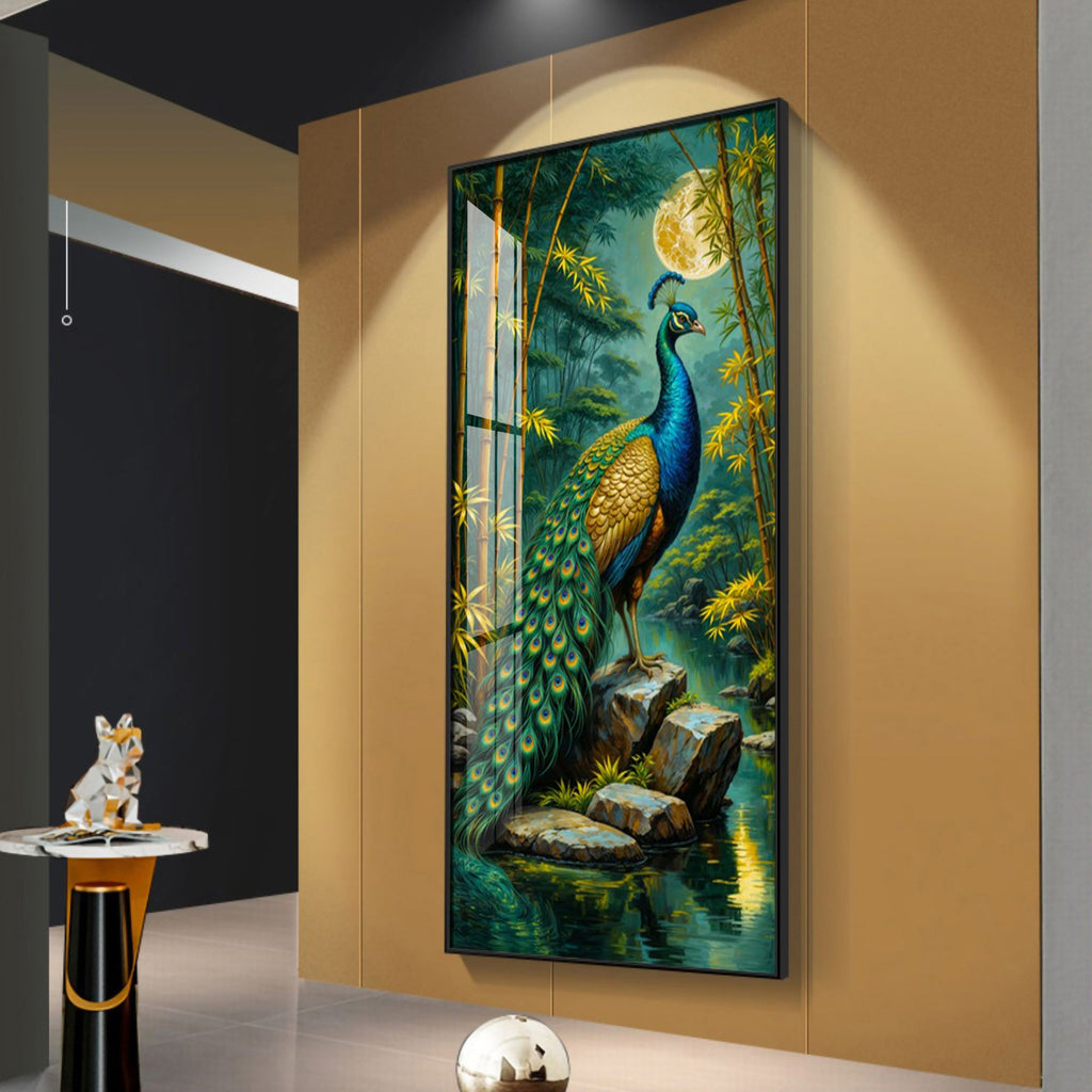 Forest Peacock Premium Acrylic Vertical Wall Art