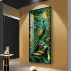 Forest Peacock Premium Acrylic Vertical Wall Art