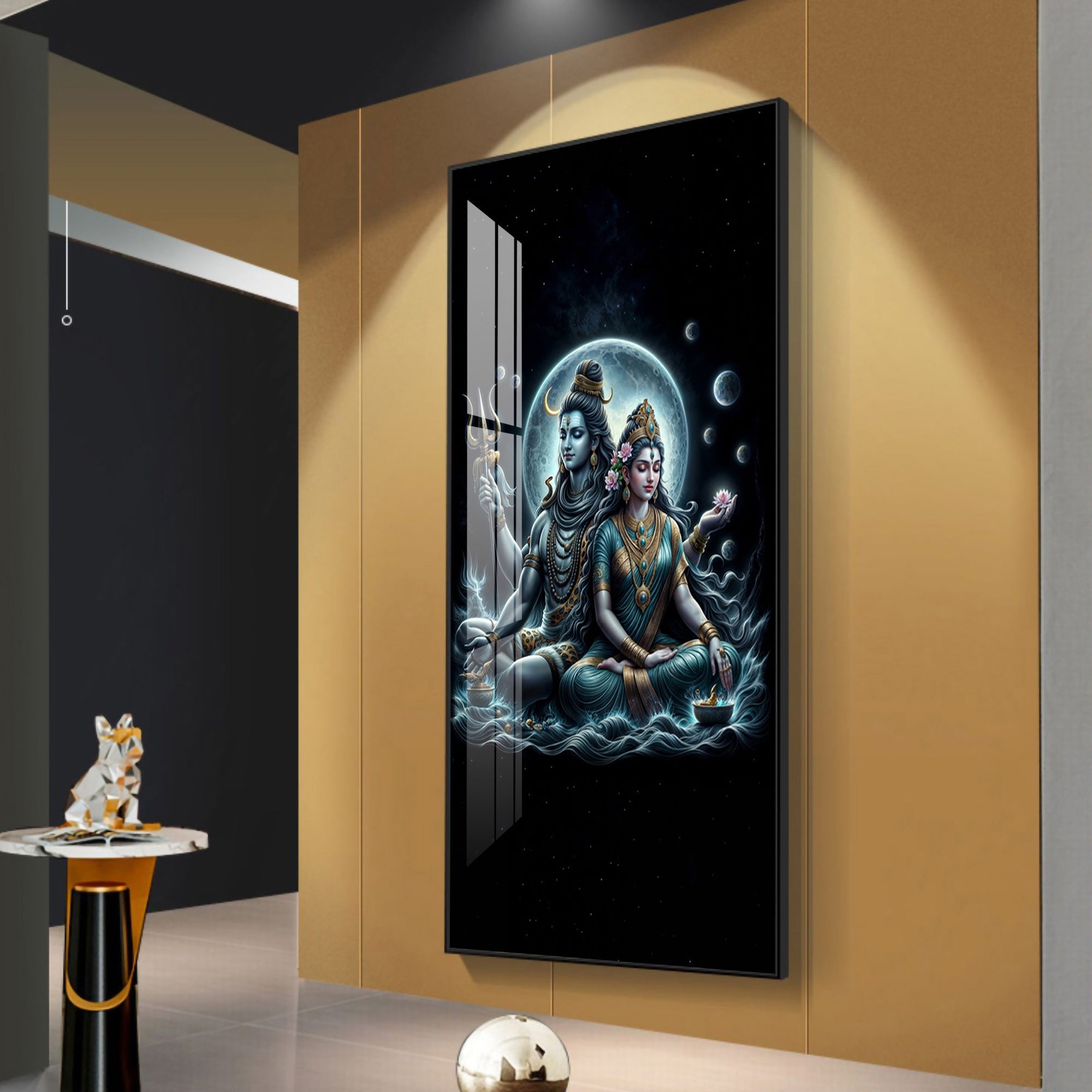 Majestic Shiva And Shakti Premium Acrylic Vertical Wall Art