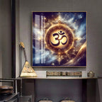 Golden Om Illumination Premium Acrylic Square Wall Art