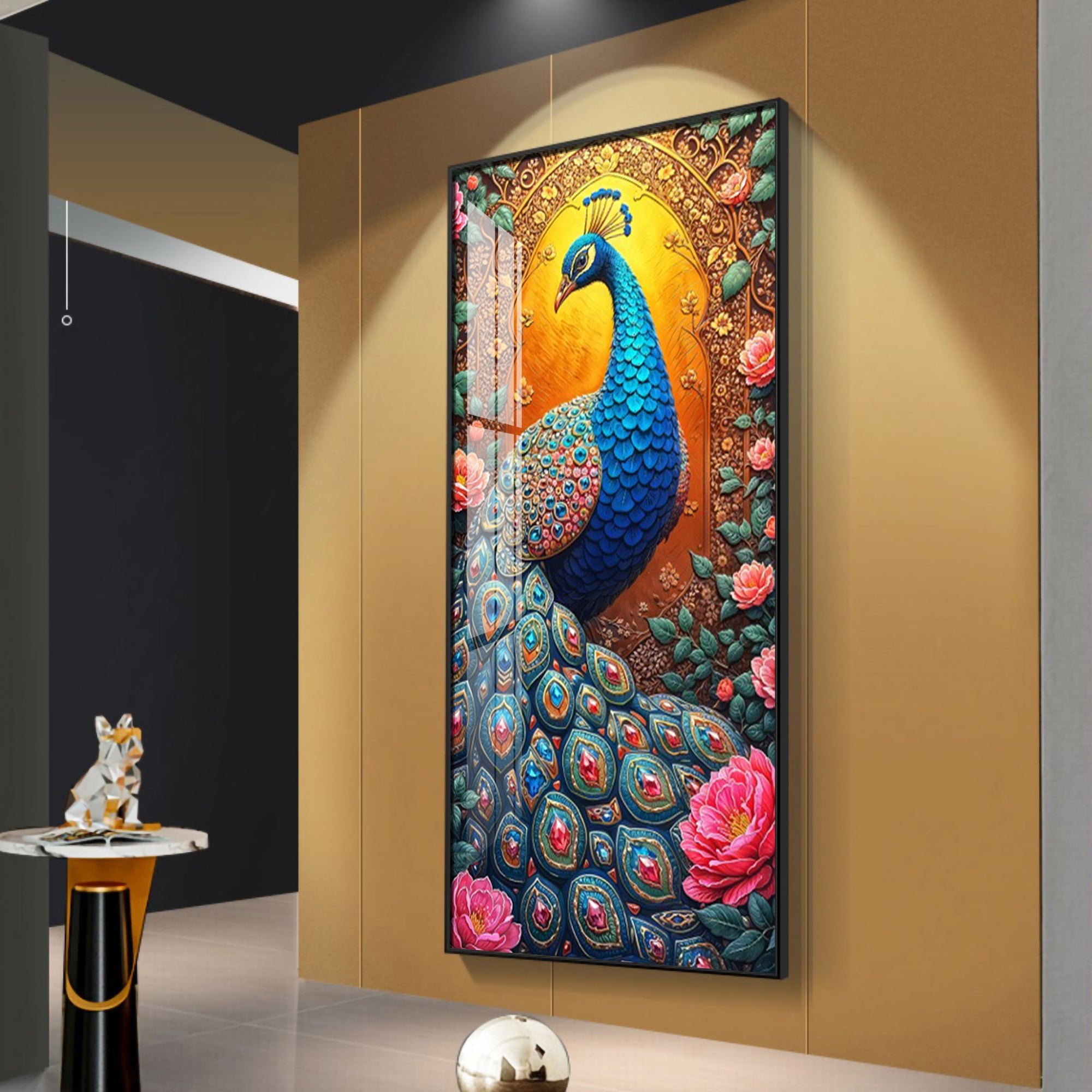 The Peacock Canvas Premium Acrylic Vertical Wall Art