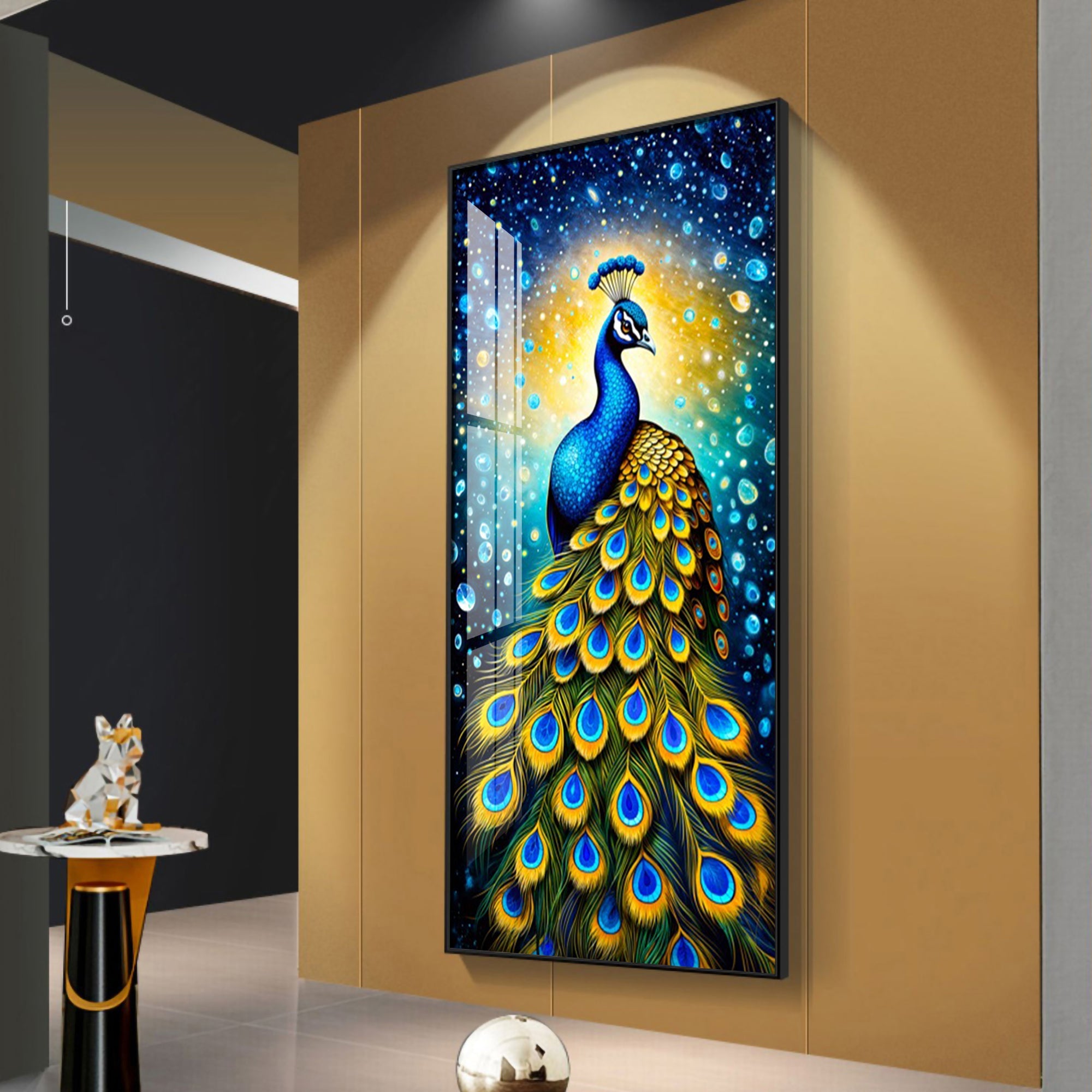 Peacock Majesty Premium Acrylic Vertical Wall Art