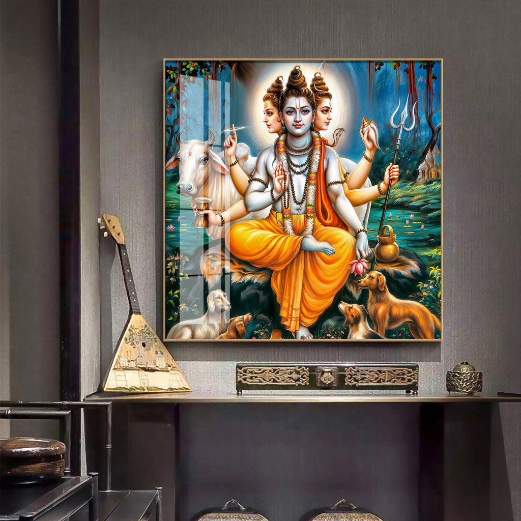 Lord Dattatreya Premium Acrylic Square Wall Art