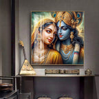 Radha And Krishna Melody Of Heart Premium Acrylic Square Wall Art