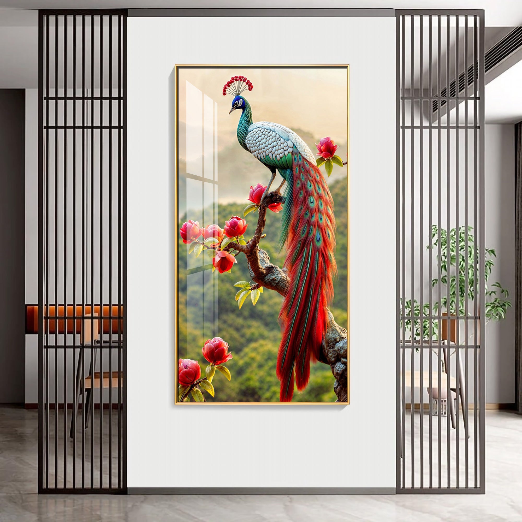 The Peacock Artistry Premium Acrylic Vertical Wall Art