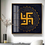 Golden Swastika Character Premium Acrylic Square Wall Art