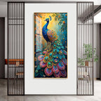 Peacock In Sunrise Premium Acrylic Vertical Wall Art