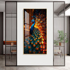 Peacock In Blaze Premium Acrylic Vertical Wall Art