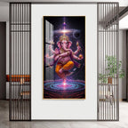 Ganesha's Celestial Embrace Premium Acrylic Vertical Wall Art