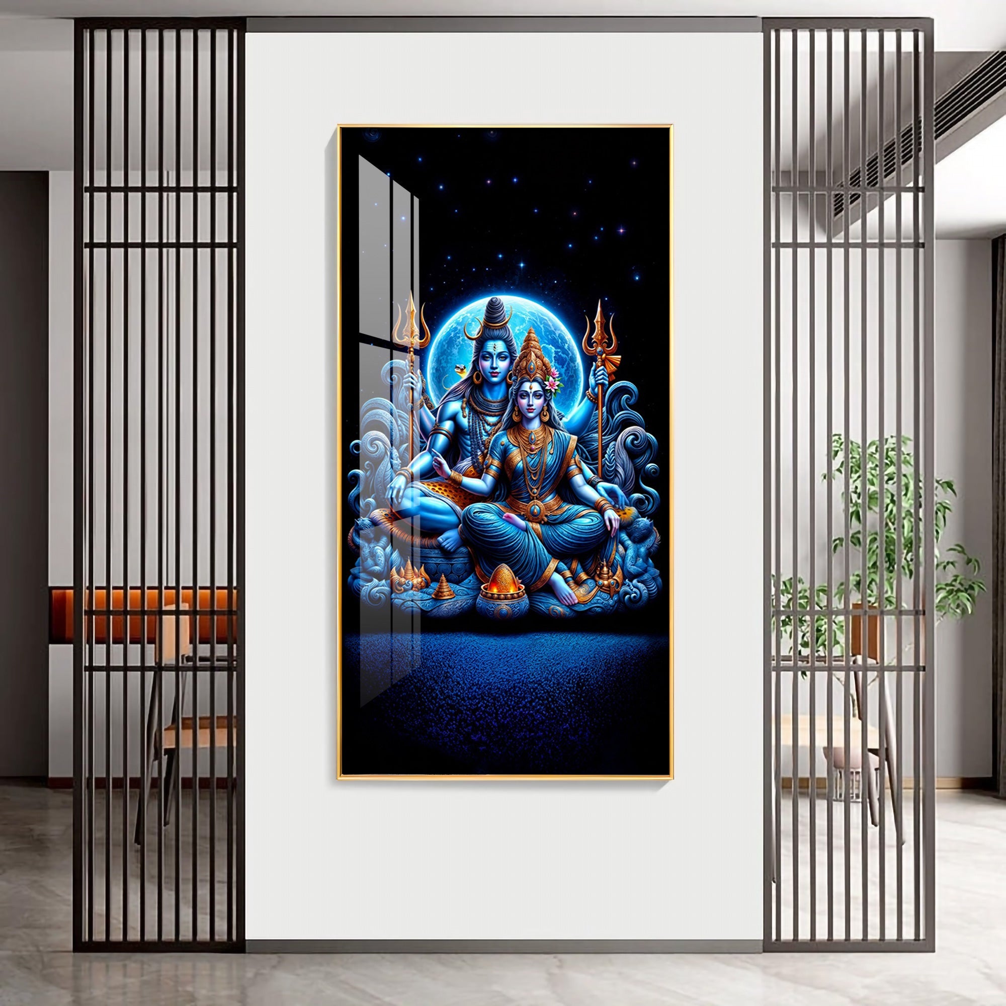 Shiva And Shakti Premium Acrylic Vertical Wall Art