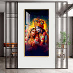 Krishna And Radha Bond Premium Acrylic Vertical Wall Art