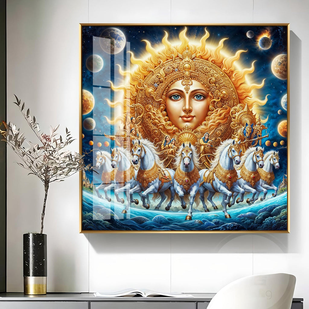 Horses in Bloom Premium Acrylic Square Wall Art
