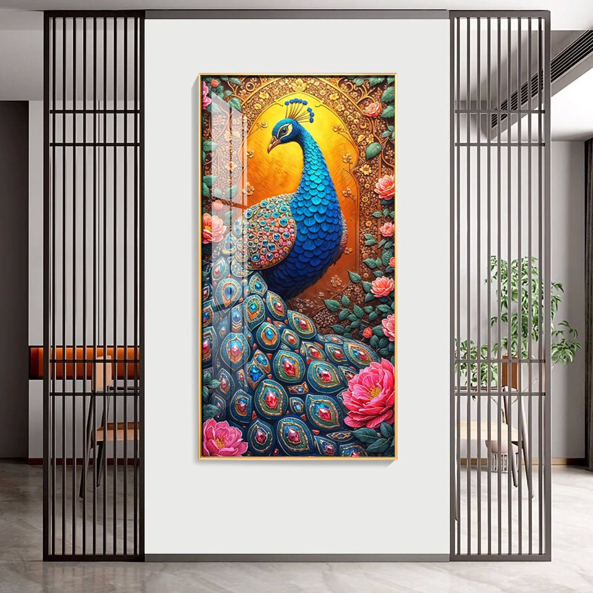 The Peacock Canvas Premium Acrylic Vertical Wall Art