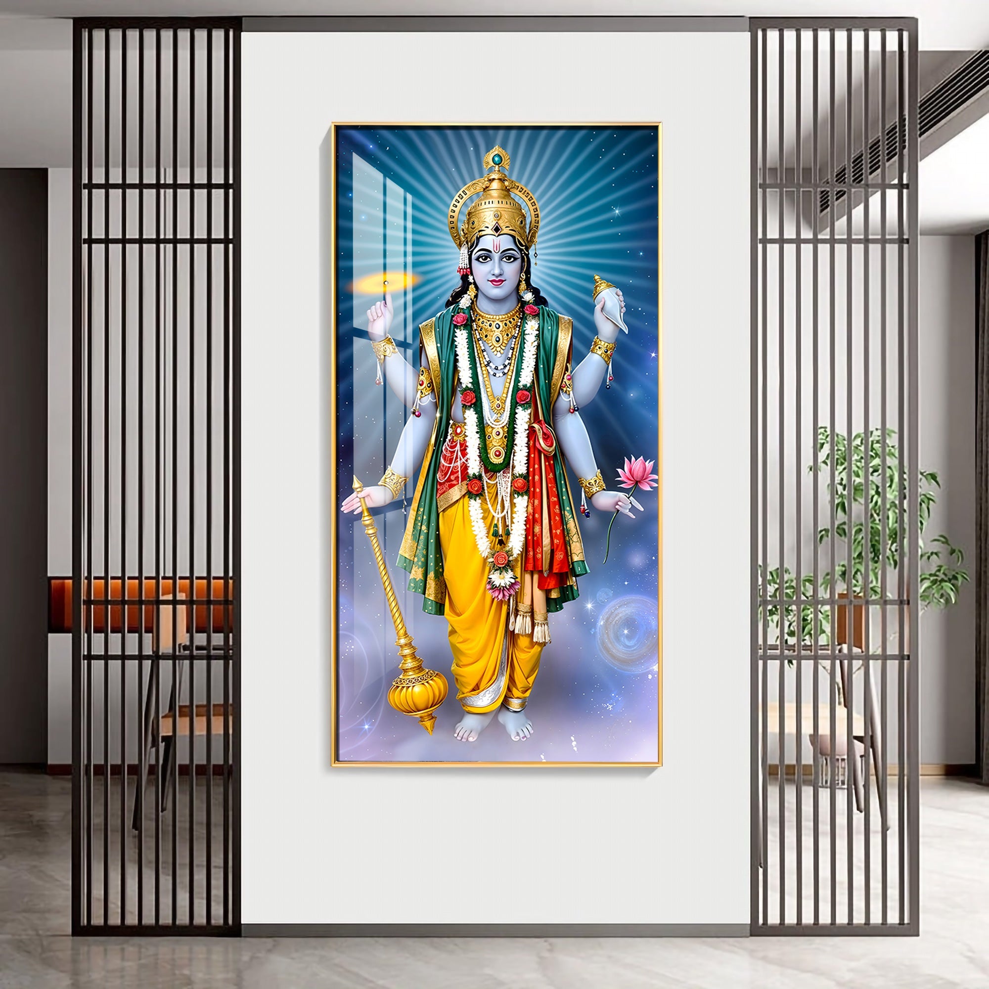 Lord Vishnu ji Premium Acrylic Vertical Wall Art