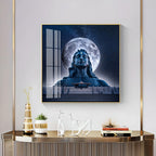 Moon Behind Mahadev Premium Acrylic Square Wall Art