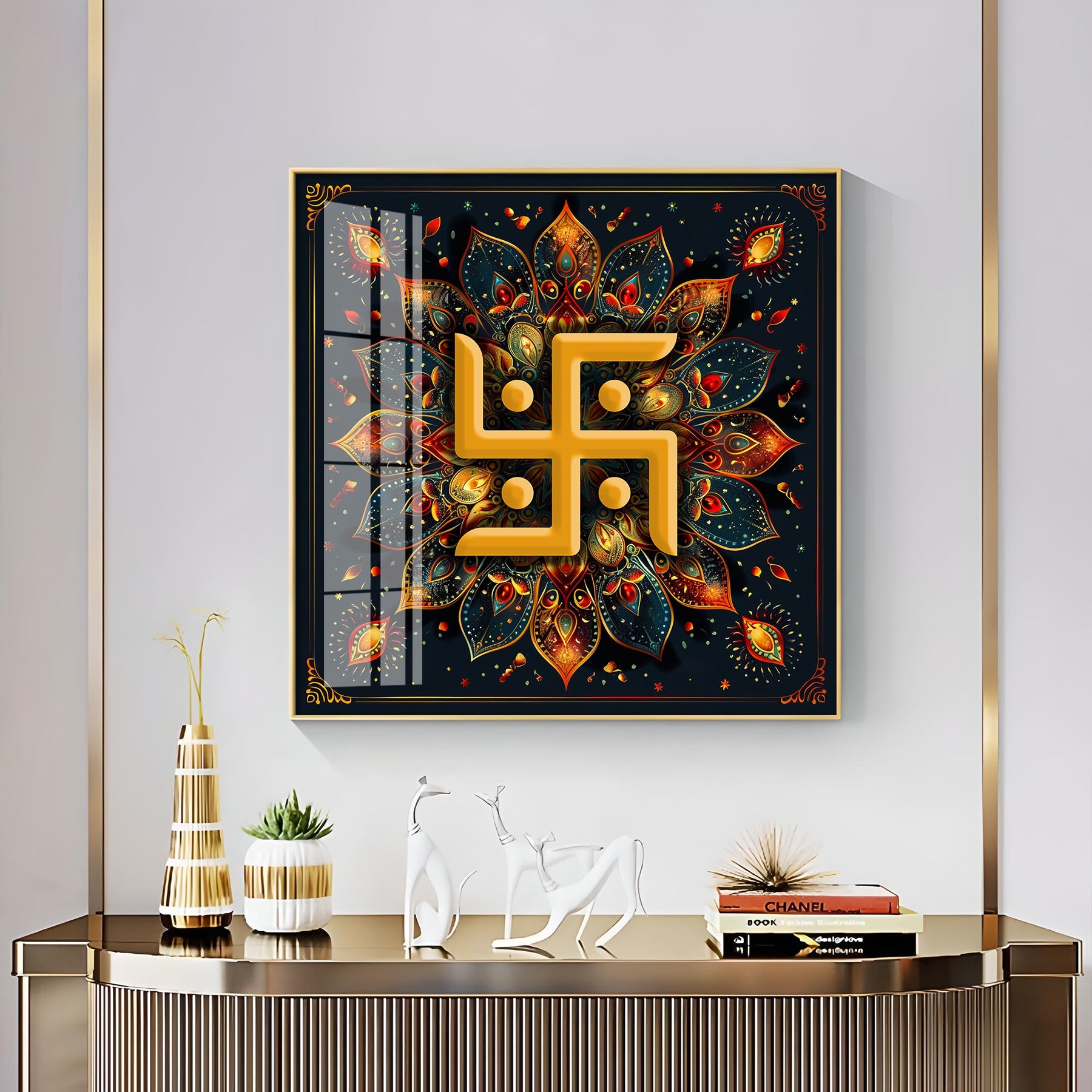 Swastika Character Premium Acrylic Square Wall Art