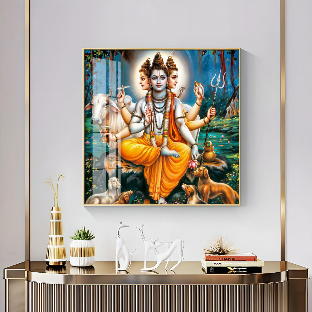 Lord Dattatreya Premium Acrylic Square Wall Art