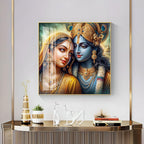 Radha And Krishna Melody Of Heart Premium Acrylic Square Wall Art