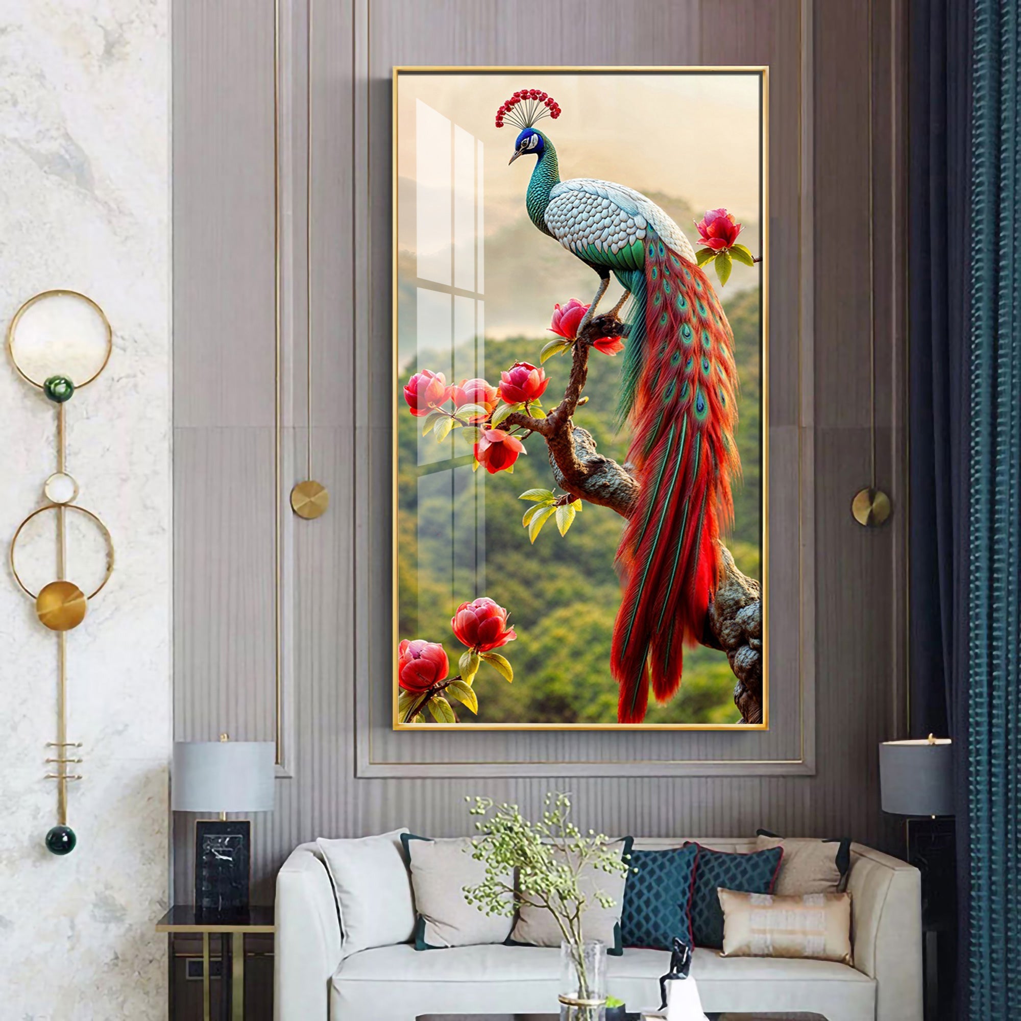 The Peacock Artistry Premium Acrylic Vertical Wall Art