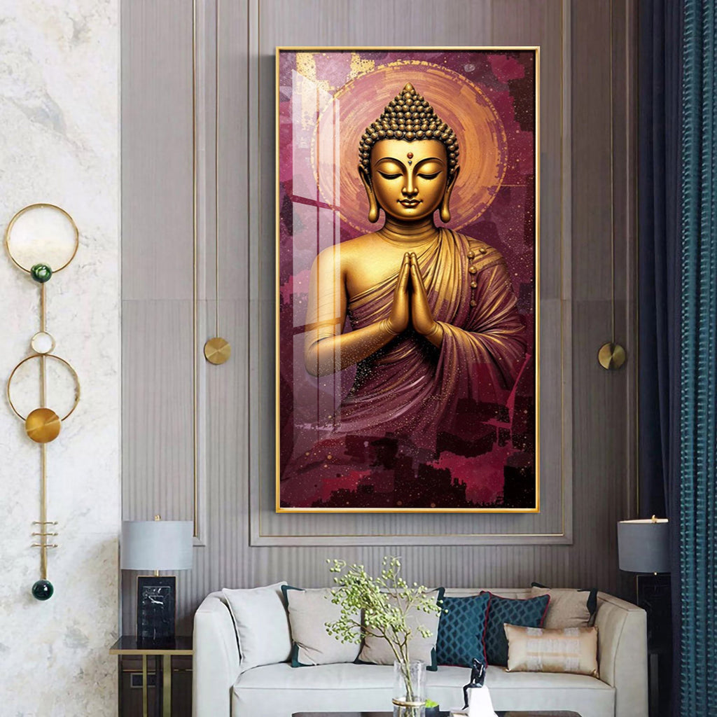 Buddha Is Praying Premium Acrylic Vertical Wall Art