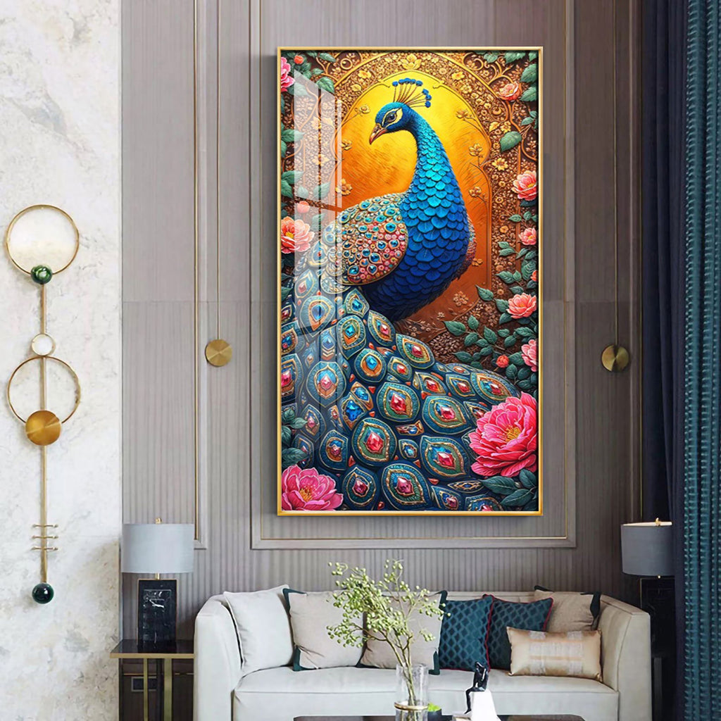 The Peacock Canvas Premium Acrylic Vertical Wall Art