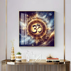 Golden Om Illumination Premium Acrylic Square Wall Art