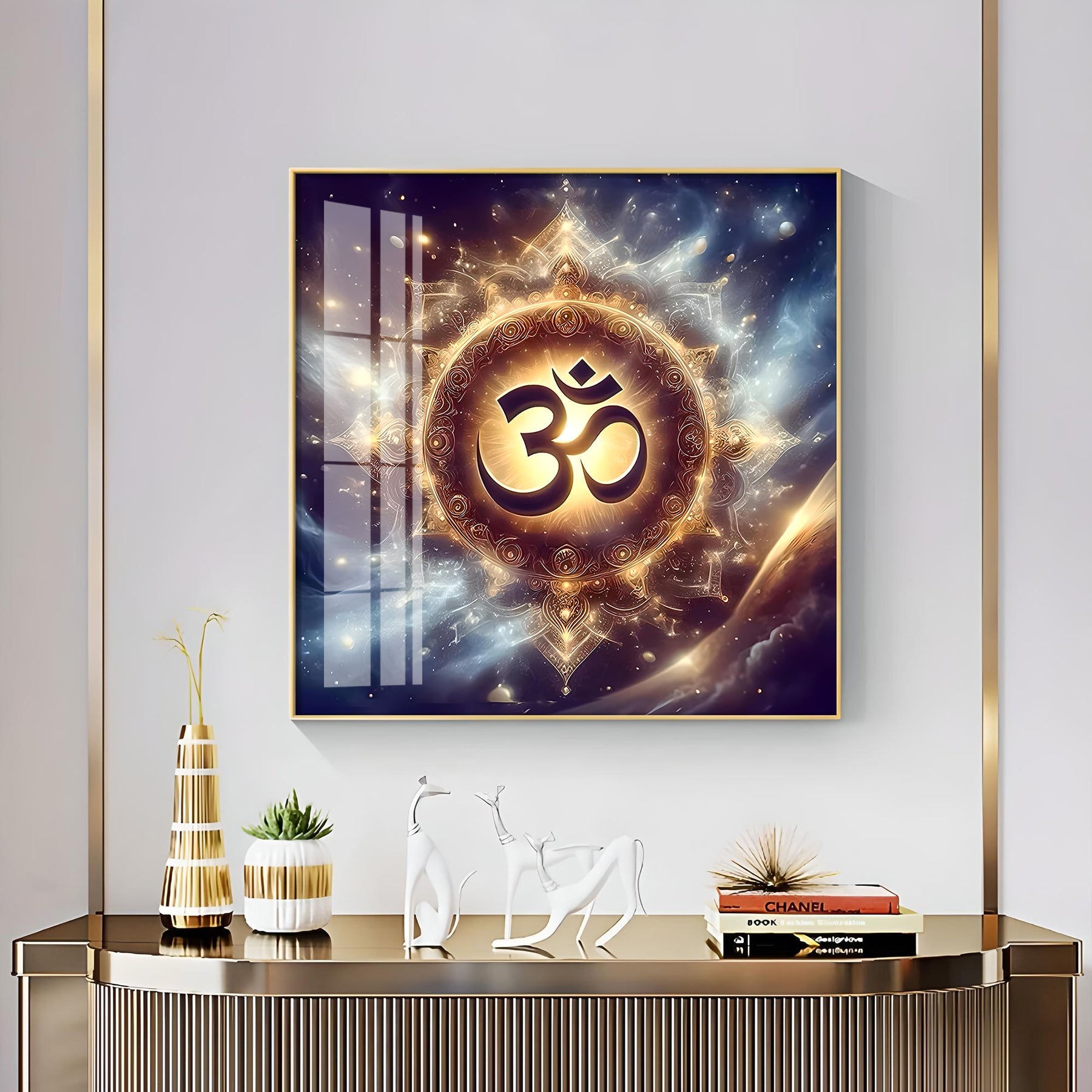 Golden Om Illumination Premium Acrylic Square Wall Art