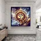 Golden Om Illumination Premium Acrylic Square Wall Art